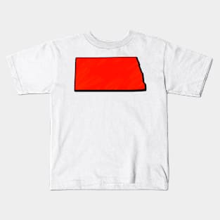 Bright Red North Dakota Outline Kids T-Shirt